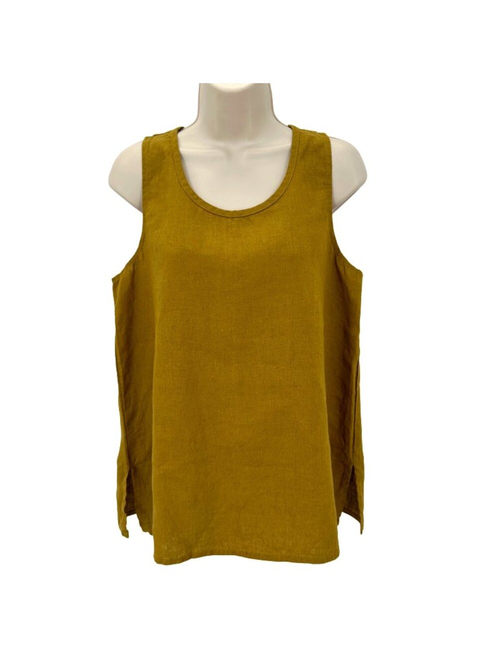 NWOT Flax Womens Mustard Yellow 100% Linen Sleeveless Tank Top Small